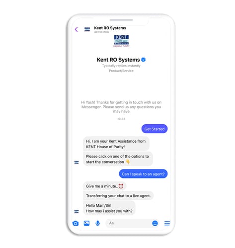 blAAgent Support on Messenger chatbot