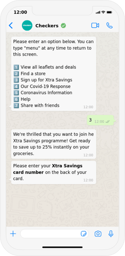Checkers' WhatsApp chatbot: End-to-End Shopping Solution&nbsp;