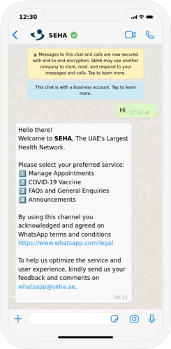 SEHA WhatsApp bot